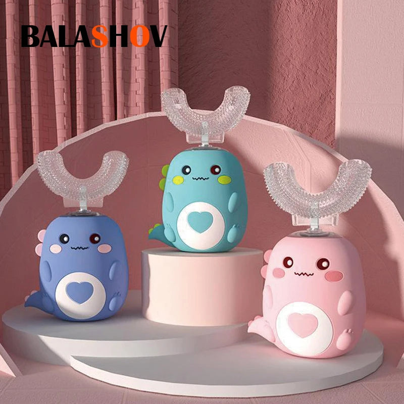 Kids U-Shaped Electric Toothbrush – 360° Rechargeable Silicone Sonic Toothbrush